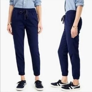J.Crew Point Sur Linen-Lyocell Jogger Pants 8 Navy, Elastic Waist